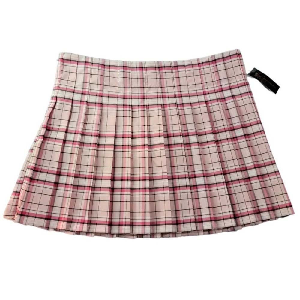 Pink And Black Plaid Pleated Skirt - Picture 2 of 3